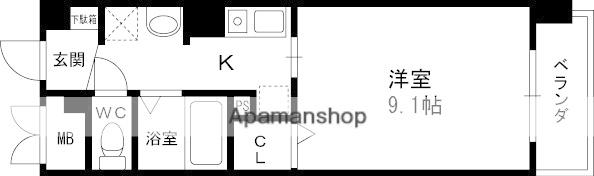 ラ・ルミエール(1K/2階)の間取り写真