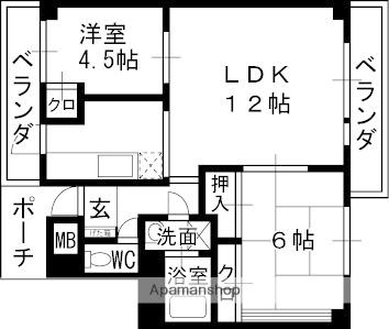 イーストマンション(2LDK/5階)の間取り写真