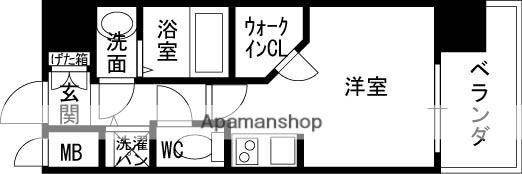 クレアート大阪トゥールビヨン(ワンルーム/4階)の間取り写真