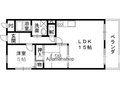 八坂一番館(2LDK/3階)の間取り写真