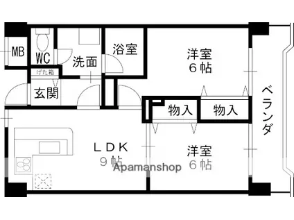 ノースコート(2LDK/3階)の間取り写真