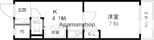 京阪電気鉄道交野線 宮之阪駅 徒歩10分 3階建 築23年(1K/2階)の間取り写真
