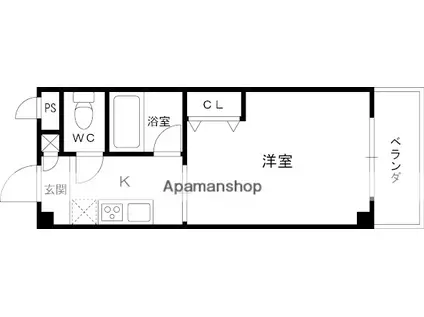 シャトレー御殿山(1K/2階)の間取り写真