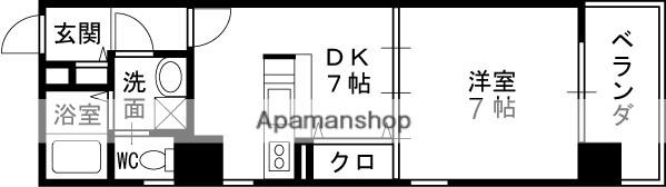 FUKUE BLD 松ヶ枝町(1DK/5階)の間取り写真