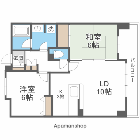 メロディーハイム同心(2LDK/13階)の間取り写真