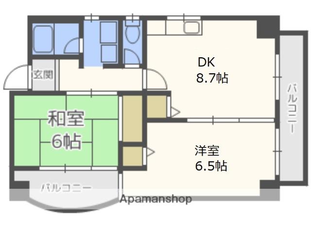 ハーバーウィンズ天保山(2DK/5階)の間取り写真