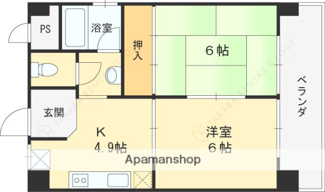 菅北ハイツ(2DK/5階)の間取り写真