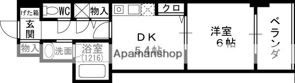 クリーデンス福島(1DK/5階)の間取り写真