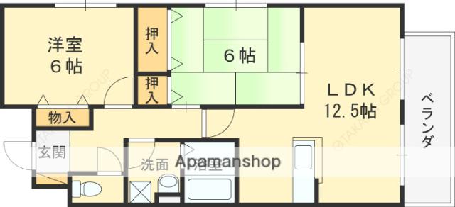 メゾンドフルール(2LDK/1階)の間取り写真