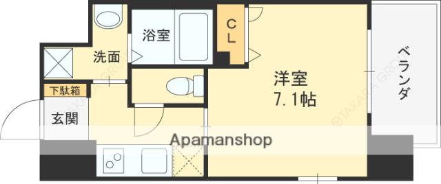 レジュールアッシュ梅田北(1K/4階)の間取り写真