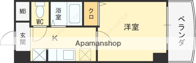 HOPECITY天神橋(1K/6階)の間取り写真