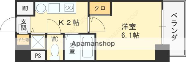 プレサンス天神橋ディオレ(1K/7階)の間取り写真