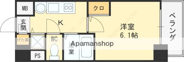 プレサンス天神橋ディオレ(1K/4階)の間取り写真