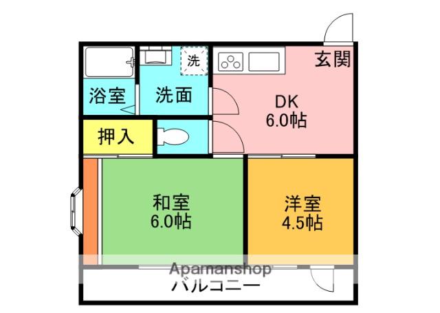 レジスコート今津(2DK/3階)の間取り写真