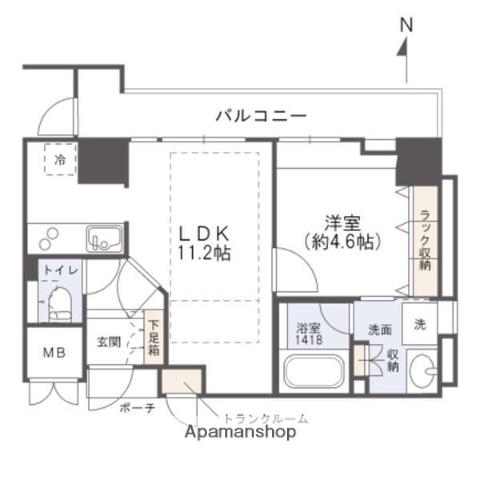 ジーニス大阪ウエスト(1LDK/26階)の間取り写真