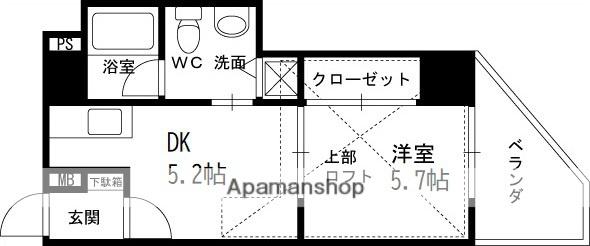 TS SQUARE天神橋(1DK/5階)の間取り写真