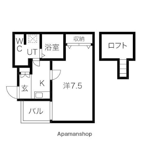 ディーシモンズ西梅田(1K/3階)の間取り写真