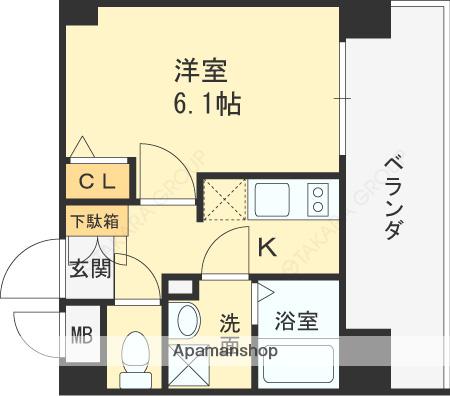 エスリード南森町(1K/7階)の間取り写真