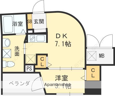 アドバンス西梅田Ⅳエール(1DK/10階)の間取り写真