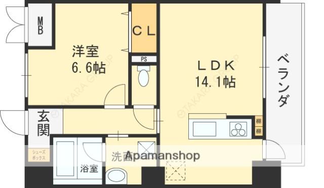 ES-GRANDE UMEDAKITA(1LDK/6階)の間取り写真
