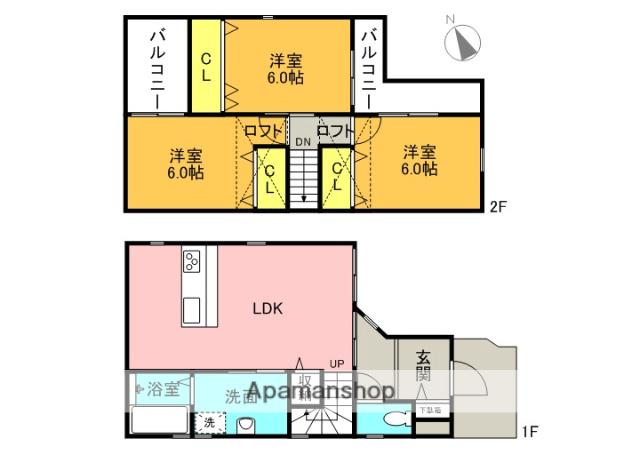 京阪電気鉄道京阪線 萱島駅 徒歩15分 2階建 築8年(3LDK)の間取り写真