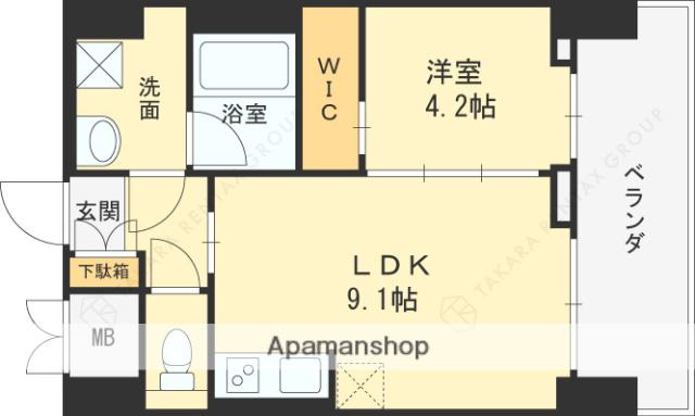 ノルデンタワー南森町プレミアム(1LDK/2階)の間取り写真