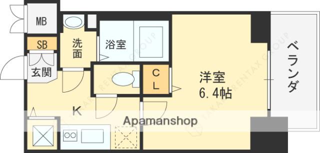プレサンス南森町ライズ(1K/3階)の間取り写真