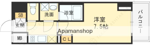 ファーストフィオーレ東梅田(1K/4階)の間取り写真