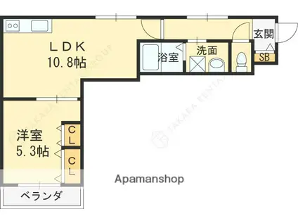 GMビルズ対馬江(1LDK/1階)の間取り写真