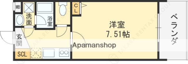 METROSA南森町(1K/5階)の間取り写真