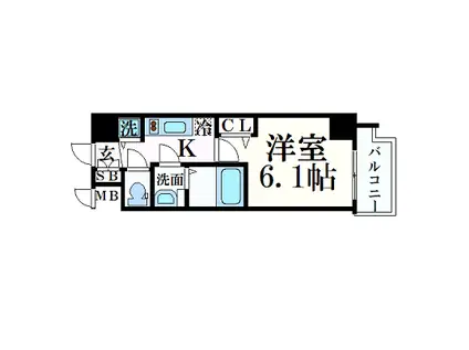 プレサンス心斎橋ブライト(1K/9階)の間取り写真