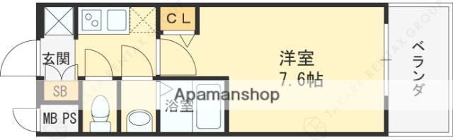 エグゼ天神橋(1K/8階)の間取り写真