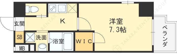 ビガーポリス405同心Ⅲ(1K/3階)の間取り写真