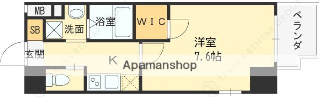 ビガーポリス405同心Ⅲ(1K/6階)の間取り写真