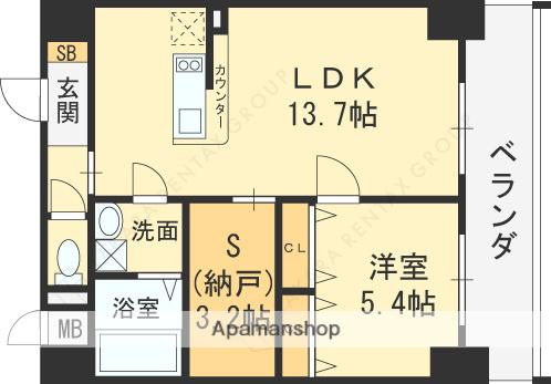 アプリーレ中之島(1SLDK/4階)の間取り写真