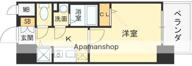 エスリードレジデンス大阪福島(1K/12階)の間取り写真