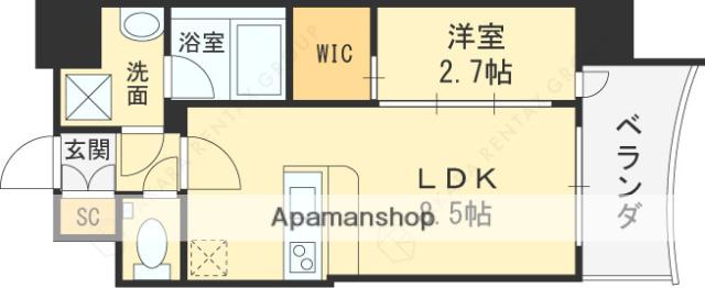 セレニテ福島プリエ(1LDK/12階)の間取り写真