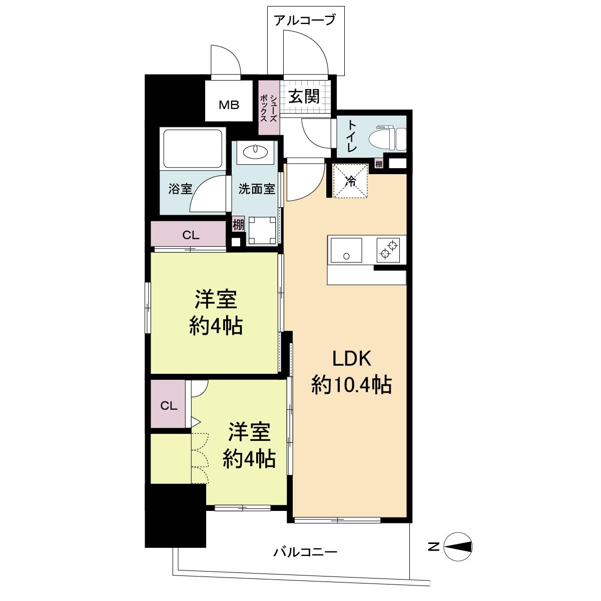 セレニテフラン野田阪神駅前(2LDK/10階)の間取り写真