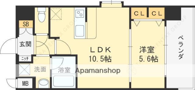 スプランディッド梅田北(1LDK/4階)の間取り写真