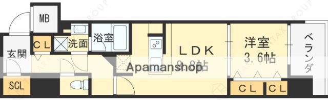 アーバネックス同心Ⅱ(1LDK/3階)の間取り写真