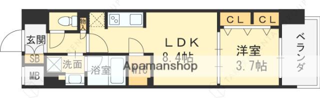アーバネックス同心Ⅱ(1LDK/11階)の間取り写真
