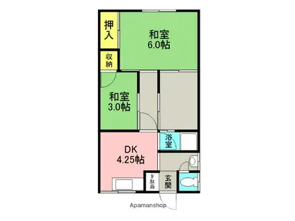 京阪電気鉄道京阪線 寝屋川市駅 徒歩23分 1階建 築60年(2DK)の間取り写真