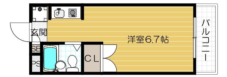 エスプライム新大阪2(1K/2階)の間取り写真