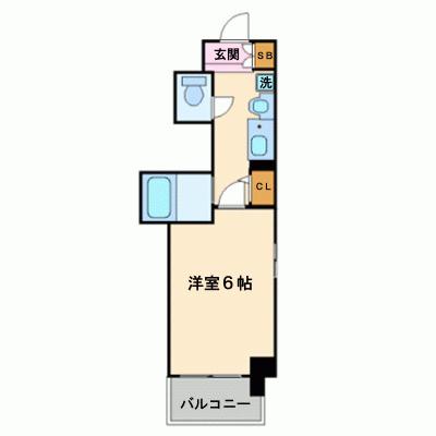 エステムコート大阪城南Ⅱ(1K/2階)の間取り写真