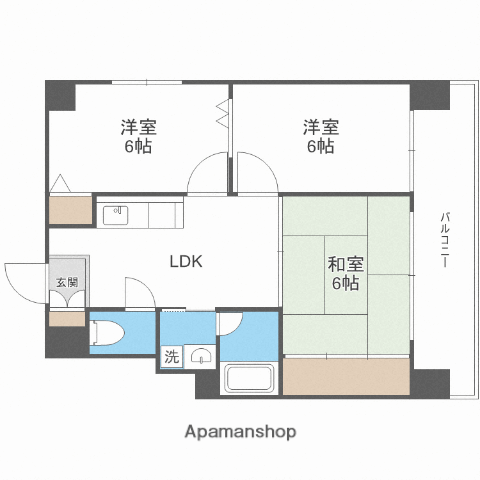 シャトー弁天弐番館(3LDK/8階)の間取り写真
