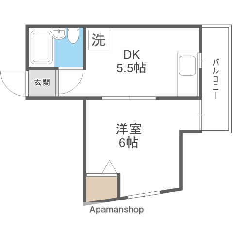 メゾンユタカファイブ(1DK/6階)の間取り写真