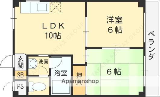 正岡マンション(2LDK/3階)の間取り写真