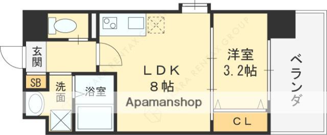 ビガーポリス486与力町公園Ⅱ(1LDK/11階)の間取り写真