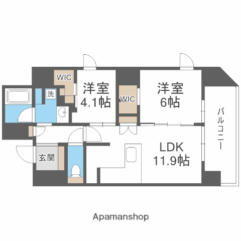 ソルティア東梅田(2LDK/14階)の間取り写真