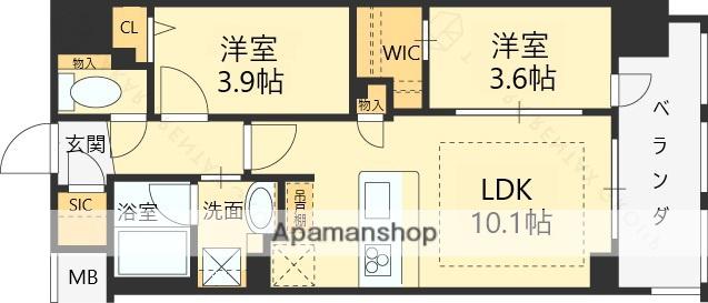 アーバネックス大阪天満宮Ⅱ(2LDK/7階)の間取り写真